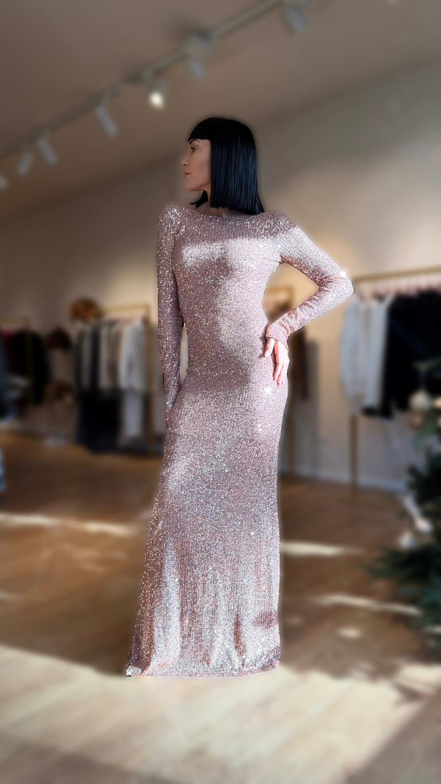 ABITO PAILLETTES ORO ROSA