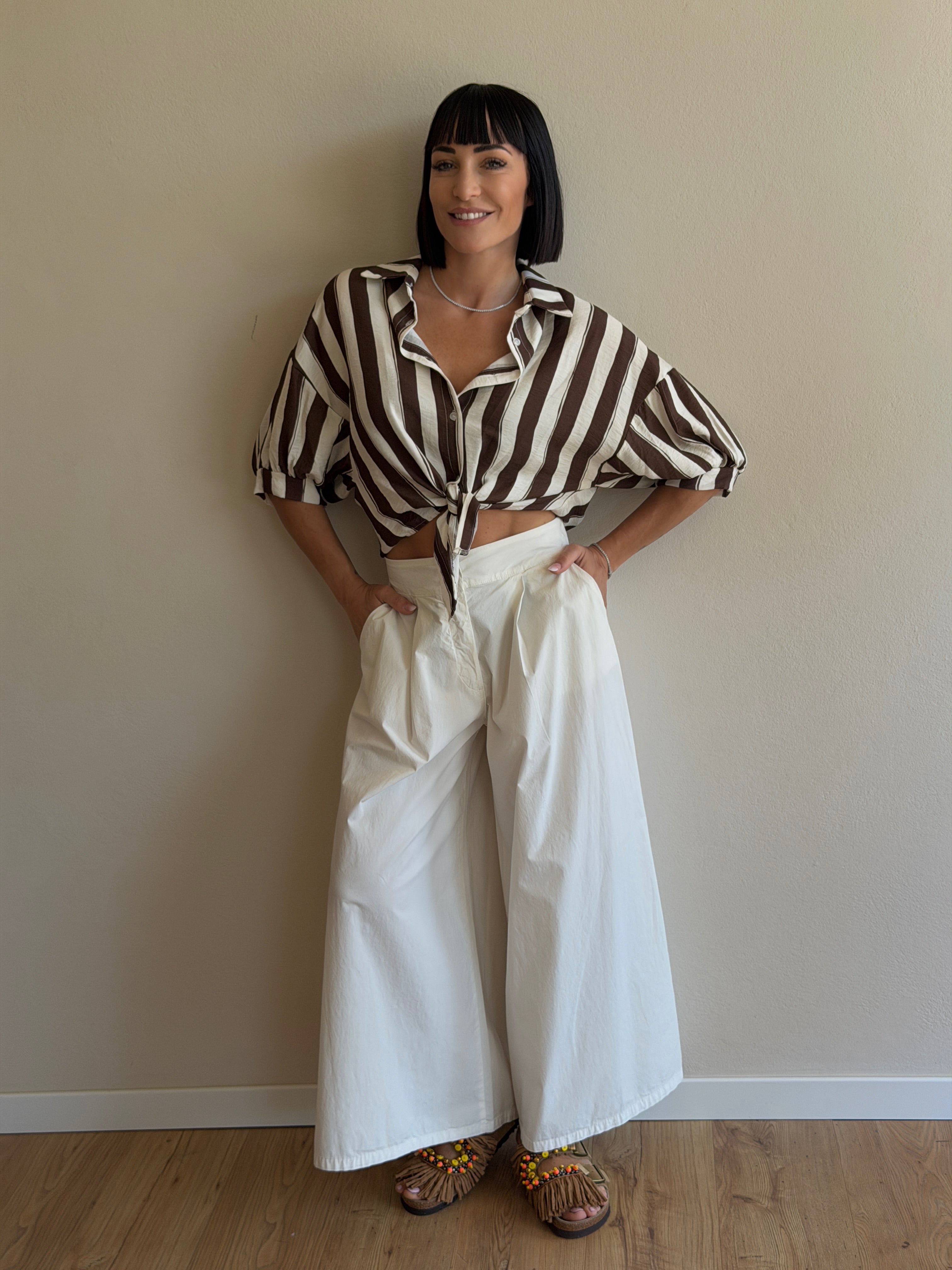 CAMICIA RIGHE CROPPED