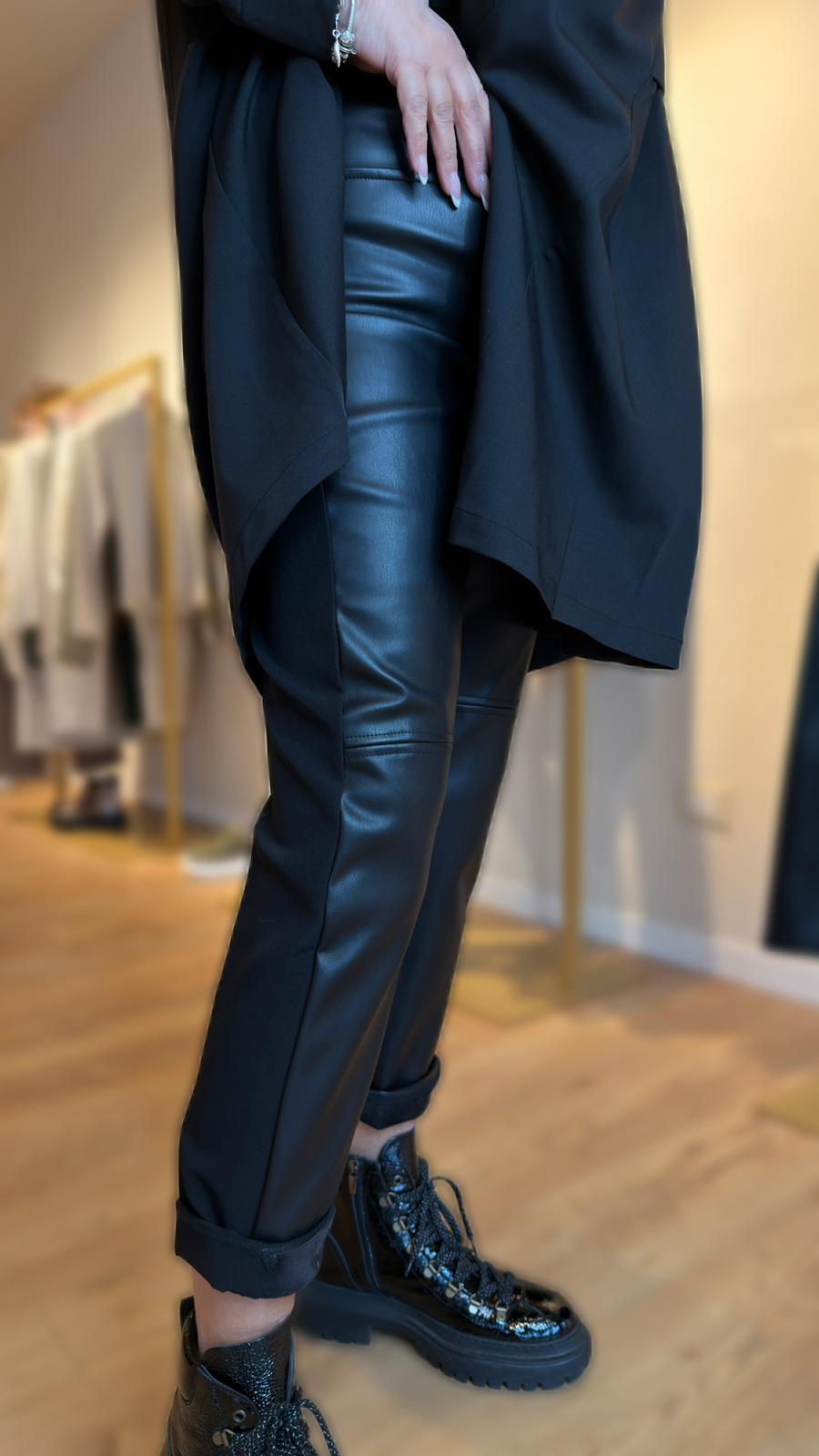 PANTALONE ECOPELLE E TESSUTO