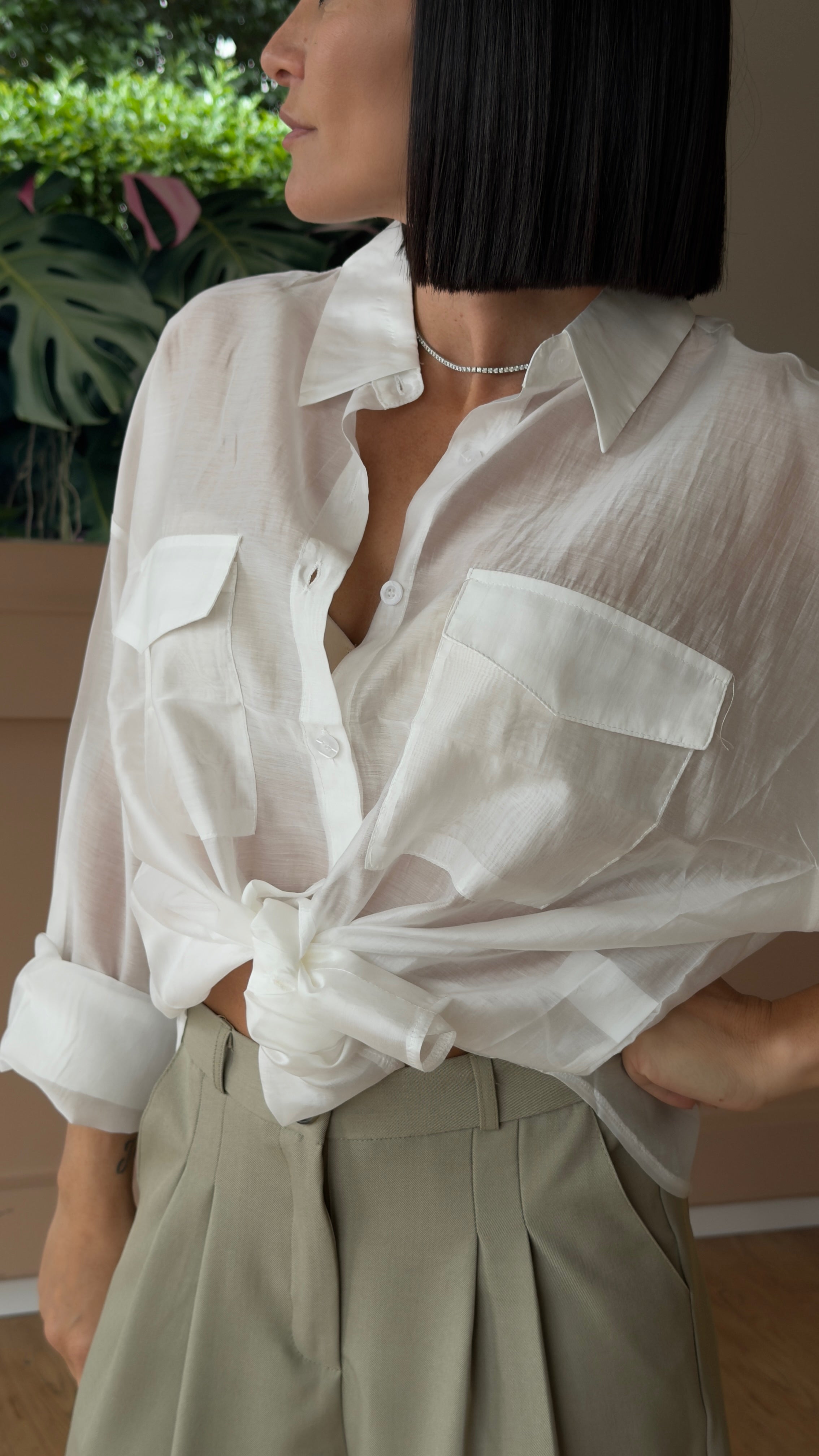CAMICIA OVERSIZE SEMITRASPARENTE