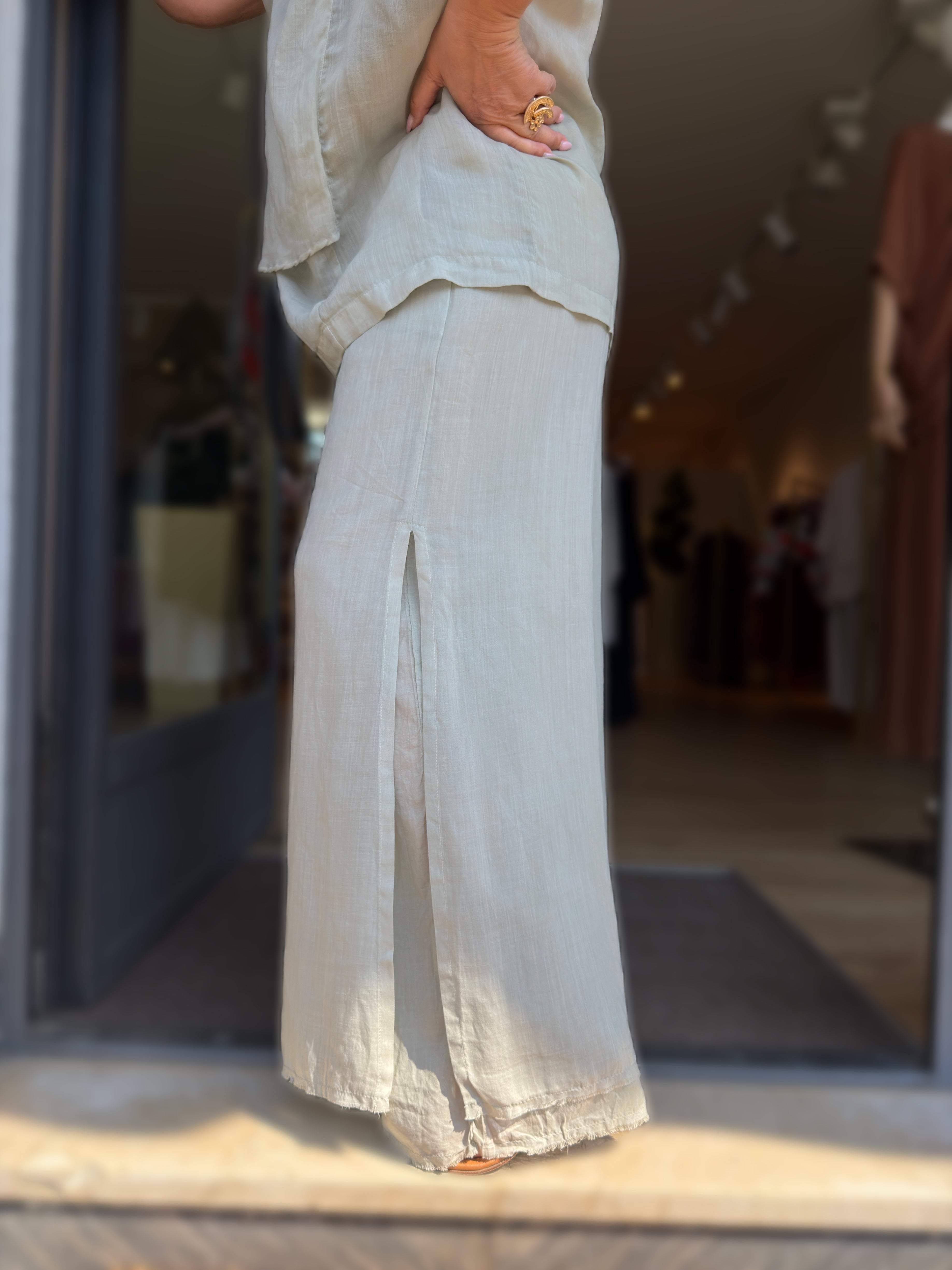 PANTALONE PALAZZO CON PANNELLO SOVRAPPOSTO