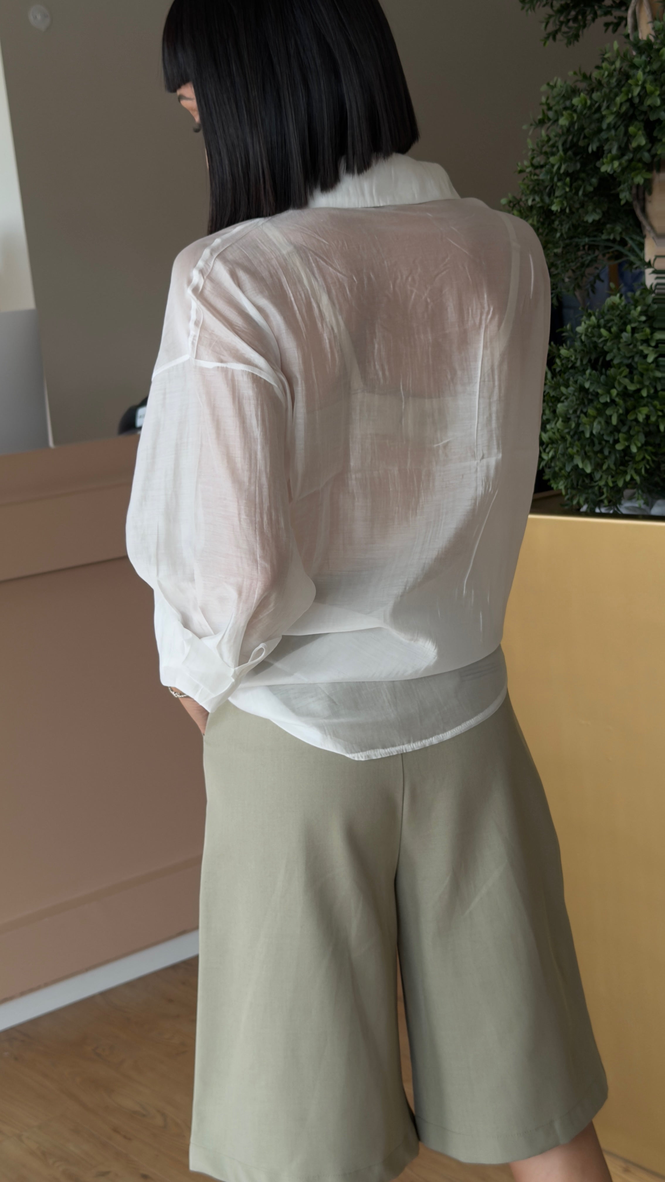 CAMICIA OVERSIZE SEMITRASPARENTE
