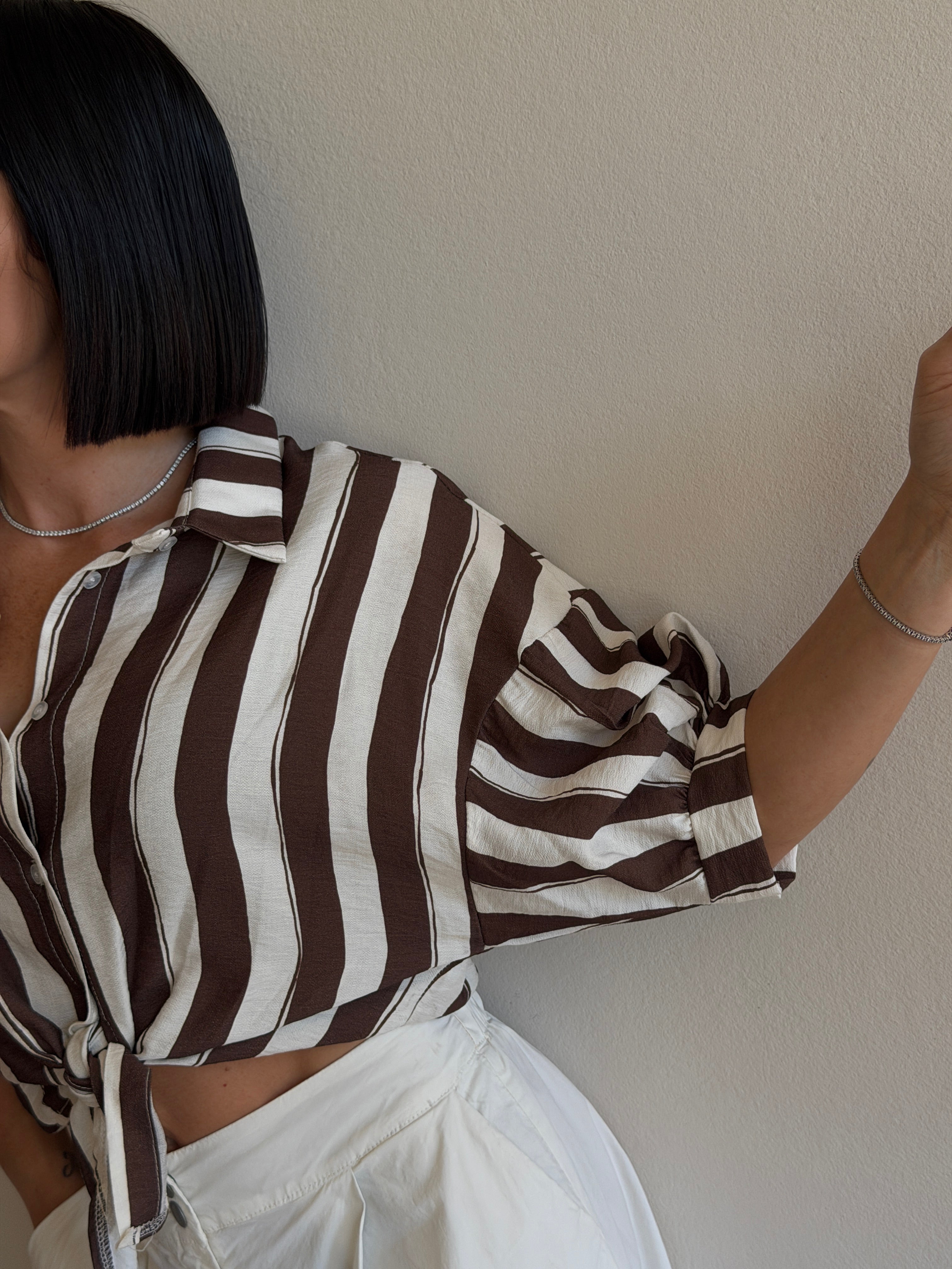 CAMICIA RIGHE CROPPED