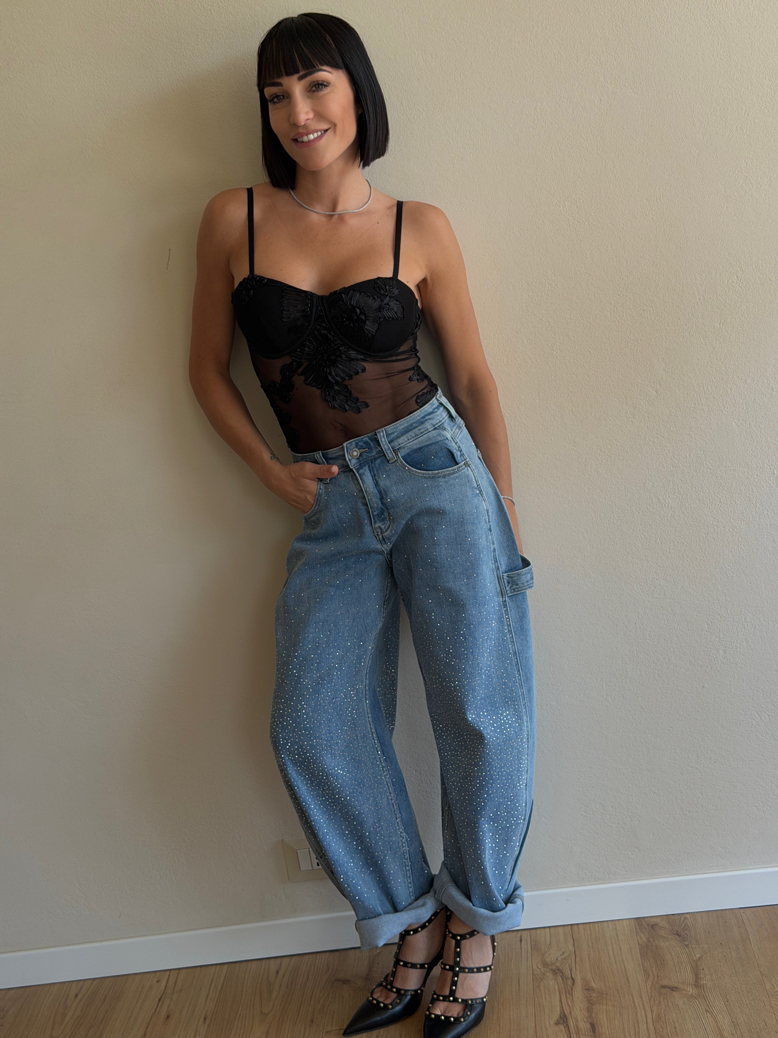 DENIM BARREL STRASS