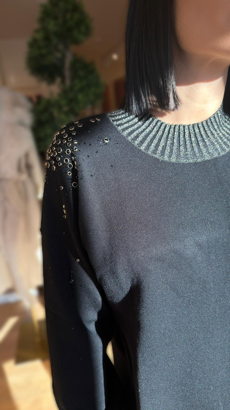 ABITO MAGLIA STRASS NERO