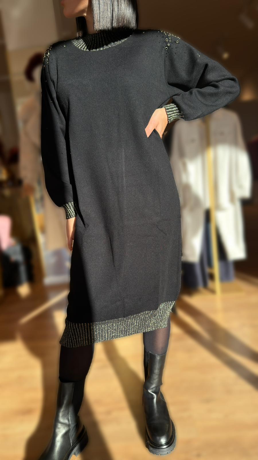 ABITO MAGLIA STRASS NERO