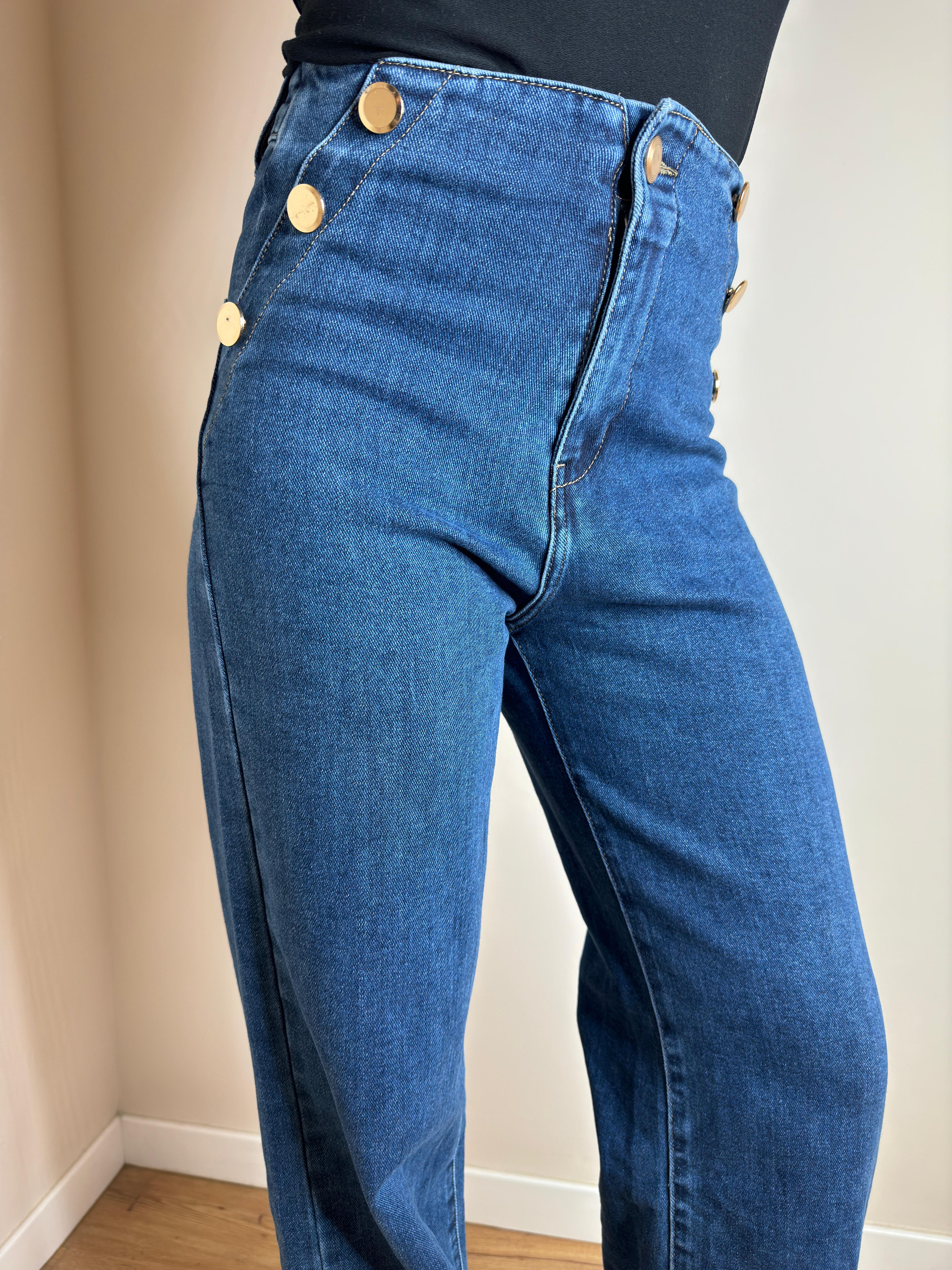 Jeans Slim bottoni oro