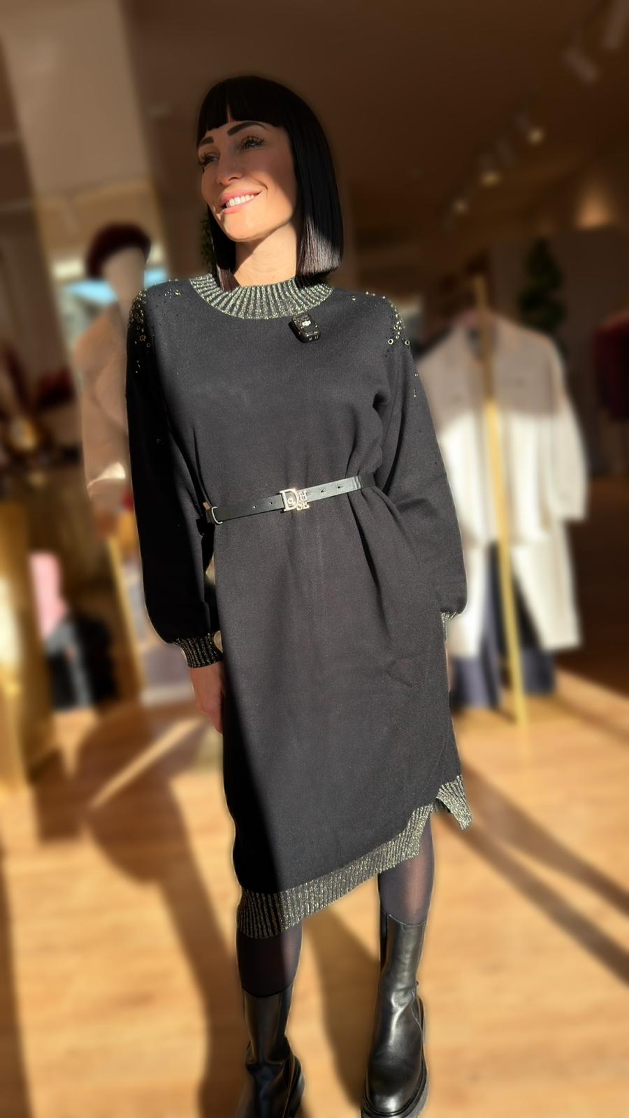 ABITO MAGLIA STRASS NERO