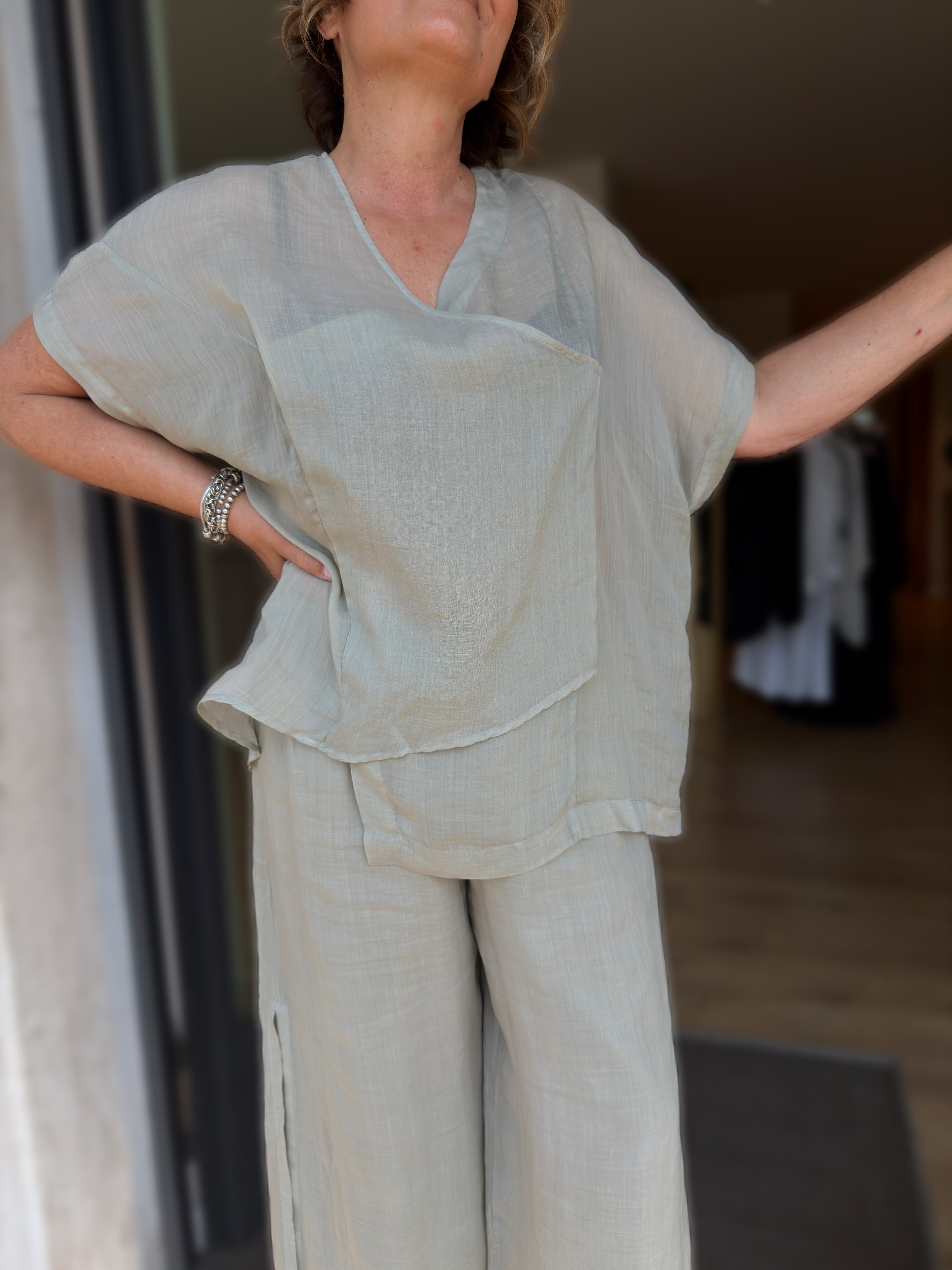 BLUSA CON PANNELLO SOVRAPPOSTO