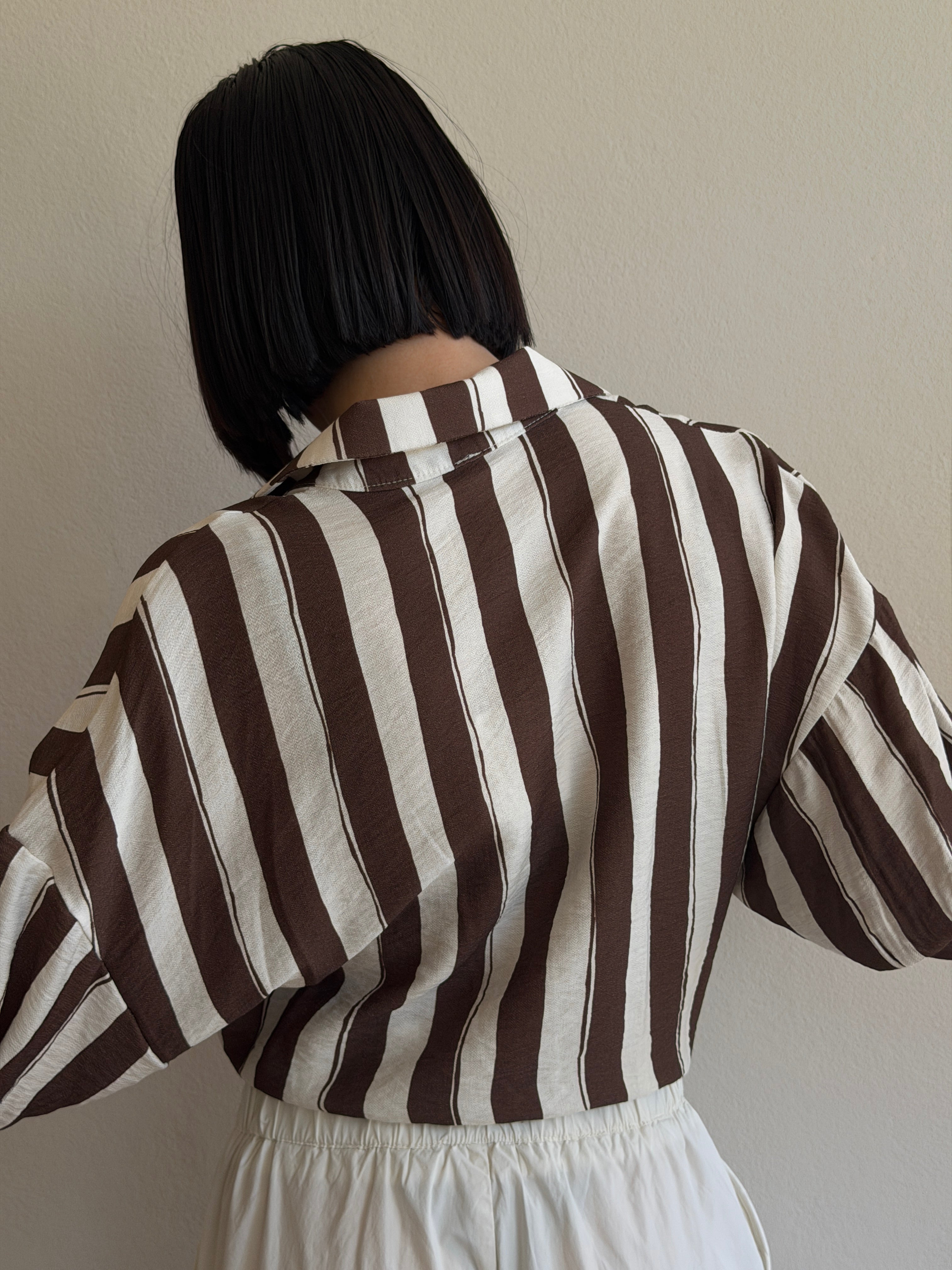 CAMICIA RIGHE CROPPED