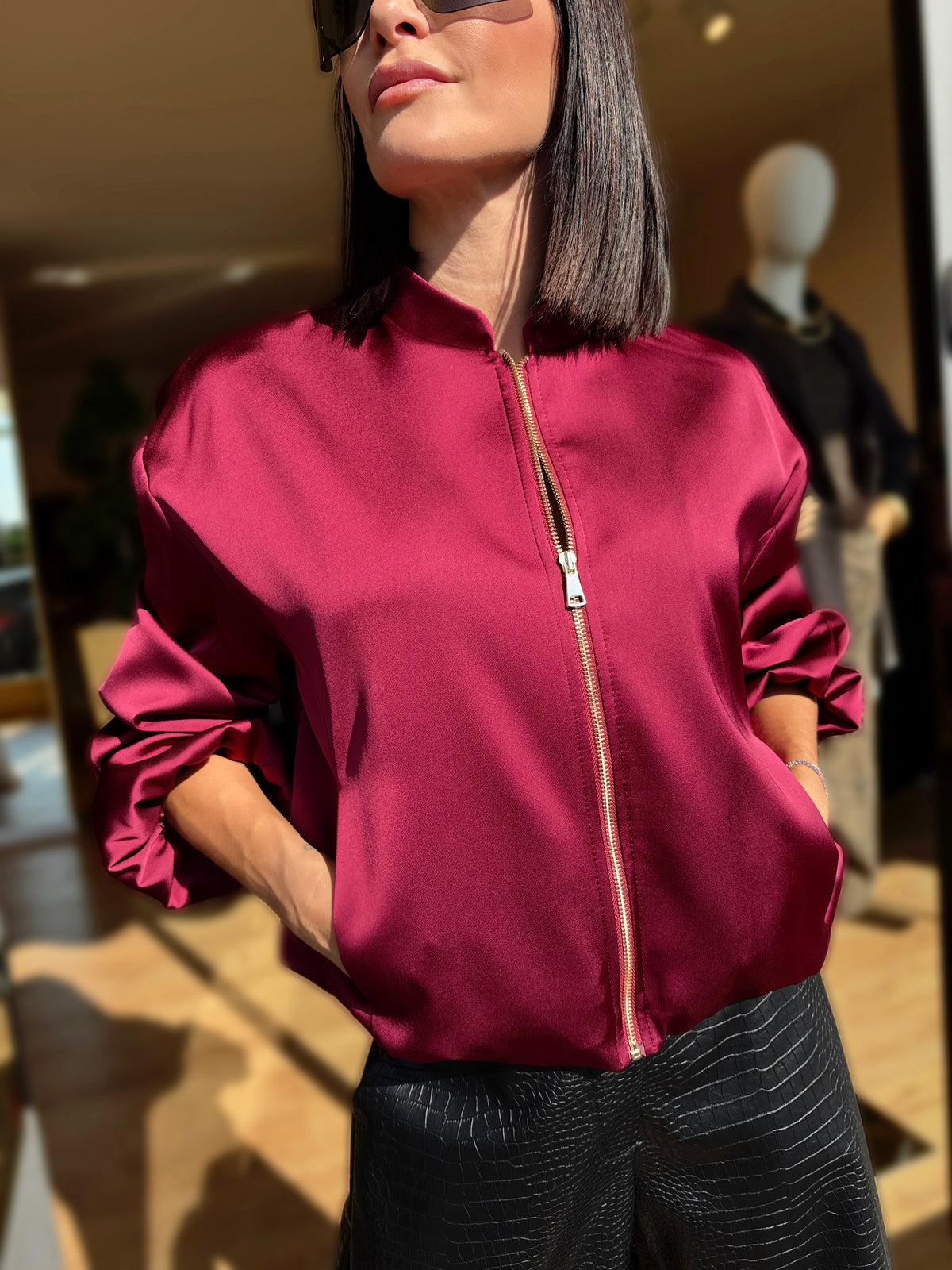 GIACCA BOMBER RASO