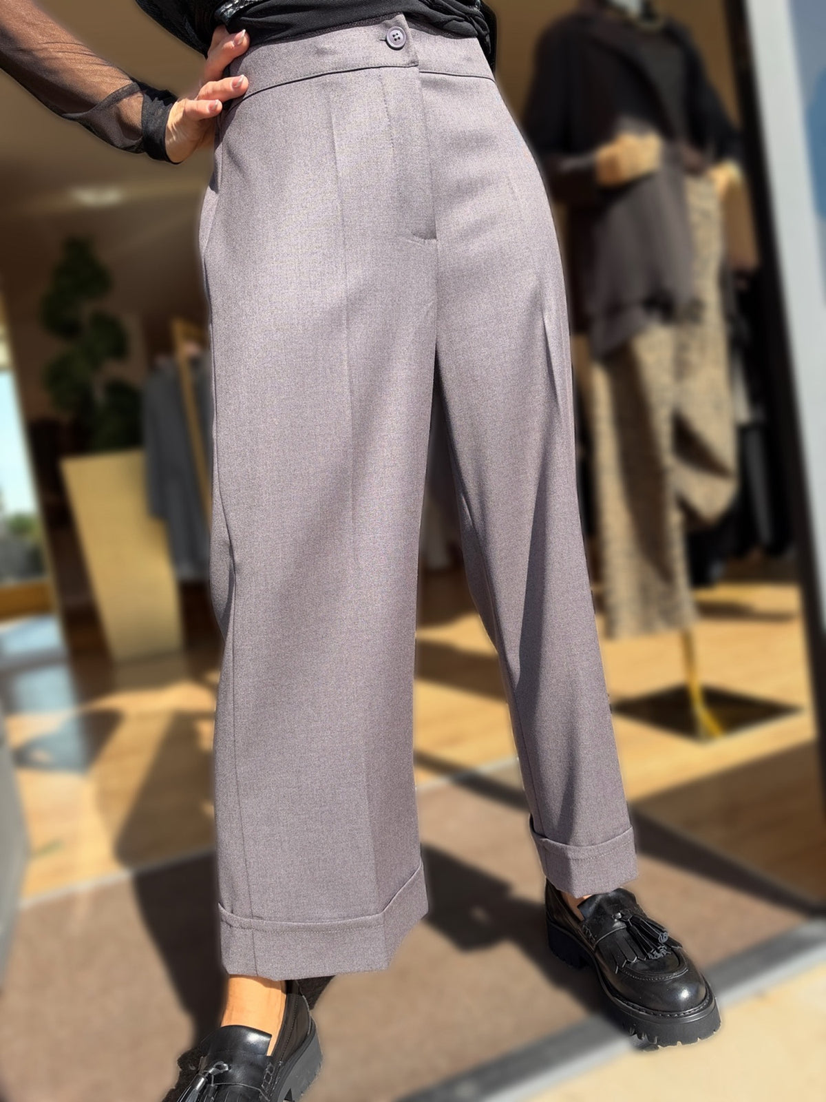 PANTALONE RISVOLTO MÉLANGE